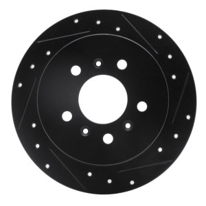 Buick LaCrosse Brake Rotor (1) - Rear Right - R1 Concepts - Drilled & Slotted - Black - `06-`10